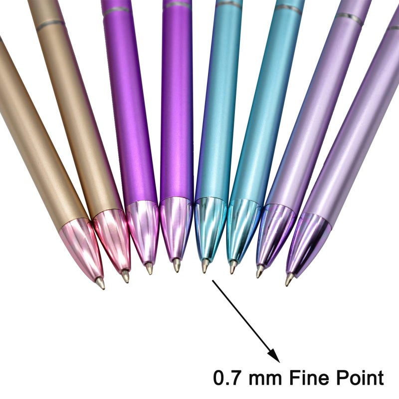 Maydahui قلم حبر جاف ميداهوي 24 قطعة مع 24 قطعة إعادة تعبئة حبر أسود قابل للسحب تصميم معدني لامع للفتيات والنساء لحفلات عيد الحب - Image 4